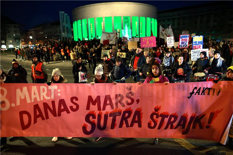 Zagreb: Prosvjedni marš "Noćni marš - 8. mart"