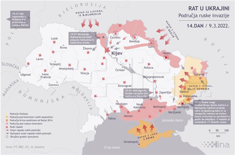 Rat u Ukrajini: Područje ruske invazije