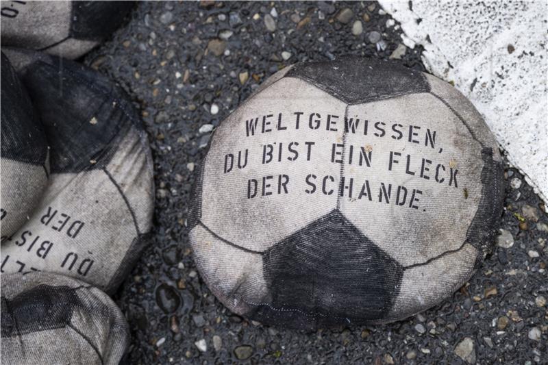 SWITZERLAND SOCCER FIFA WORLD CUP 2022 DRAW PROTEST