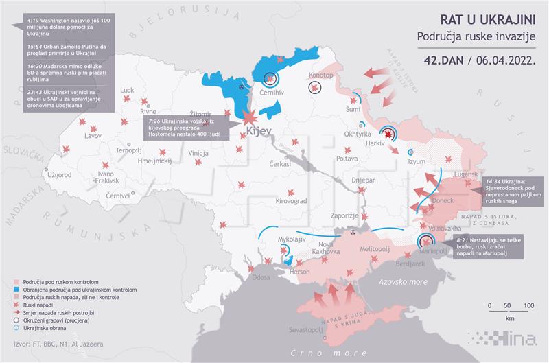 Rat u Ukrajini: Područja ruske invazije - 42. dan
