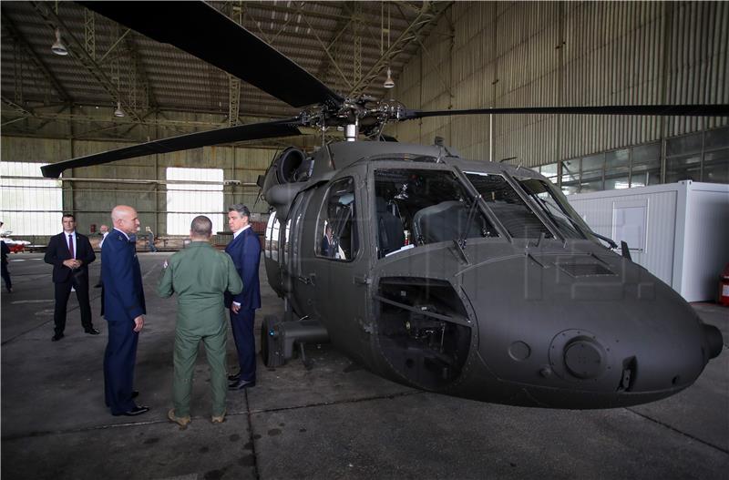 Two Black Hawk helicopters, donated by USA, presented at Pleso airbase