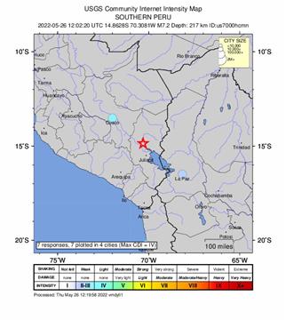 Potres magnitude 7,2 pogodio Peru - USGS