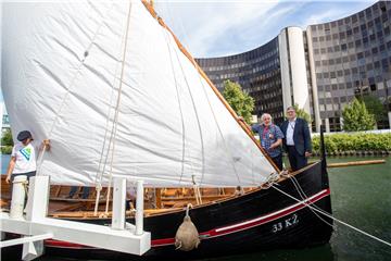 Falkuša fishing boat displayed in Strasbourg