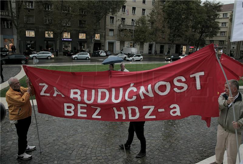 Workers' Front stages protest rally outside HDZ's head office