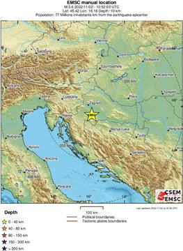 Kod Gline zabilježen potres magnitude 3,5 