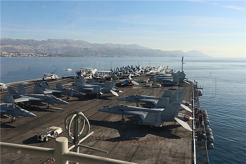 Croatian reporters tour USS George H.W. Bush aircraft carrier in Split