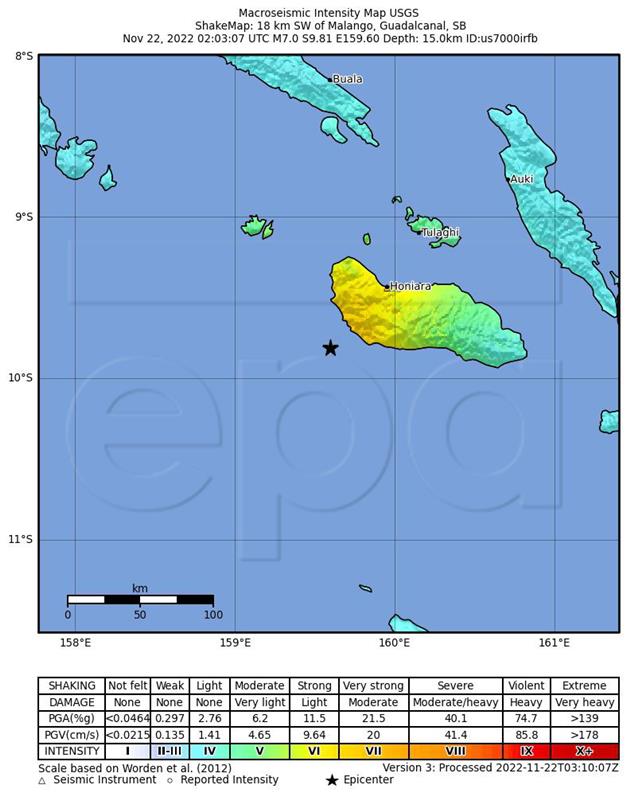 Potres magnitude 7 na Salomonskim otocima