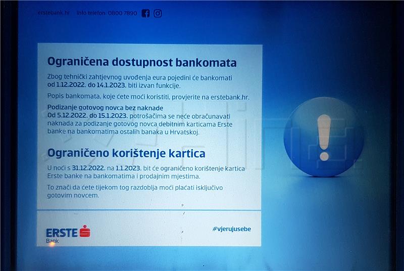 Dio bankomata u Hrvatskoj do 15. siječnja neće biti u funkciji