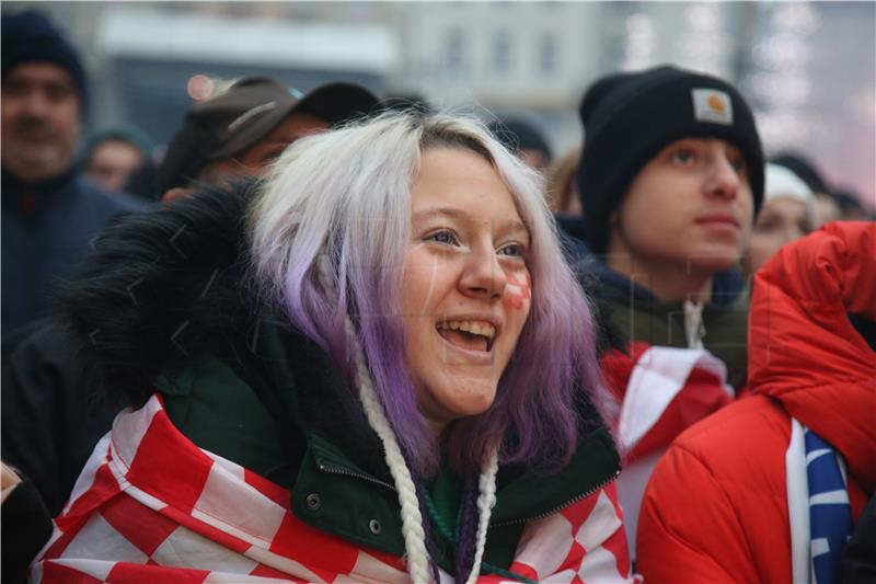 Zagreb: Gledanje utakmice Hrvatska - Maroko