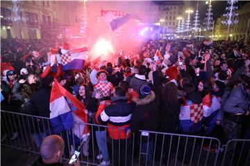 Zagreb: Slavlje navijača nakon pobjede Hrvatske