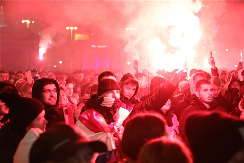 Zagreb: Slavlje navijača nakon pobjede Hrvatske