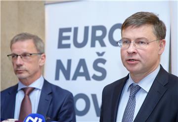 Obraćanje medijima Valdisa Dombrovskisa i guvernera HNB-a Vujčića