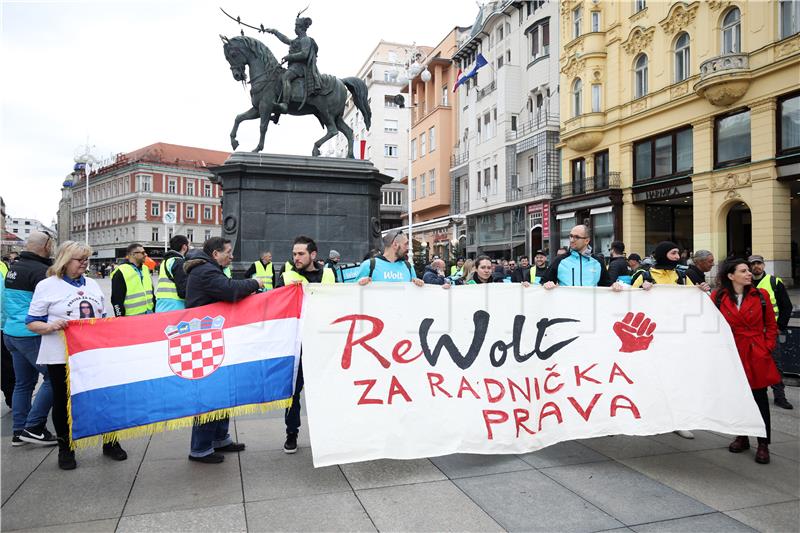 Prosvjed Inicijative zajednice Wolt dostavljača