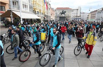 Prosvjed Inicijative zajednice Wolt dostavljača