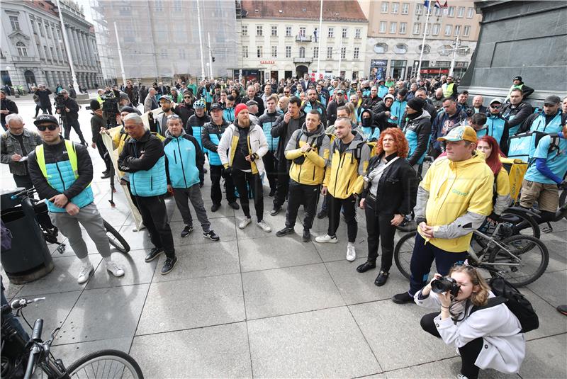 Prosvjed Inicijative zajednice Wolt dostavljača