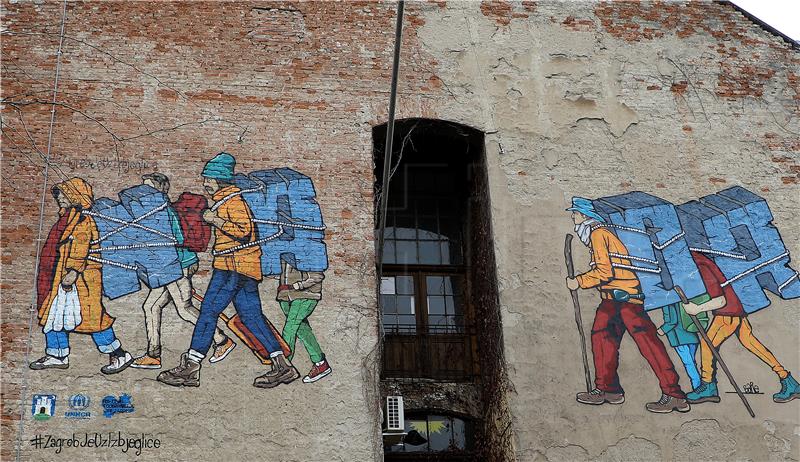 Mural dedicated to refugees unveiled in centre of Zagreb