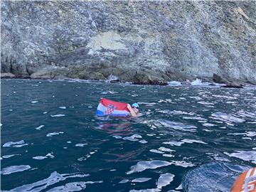 Croatia's Dina Levačić swims Cook Strait