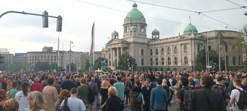 Another mass civic protest blocks downtown Belgrade