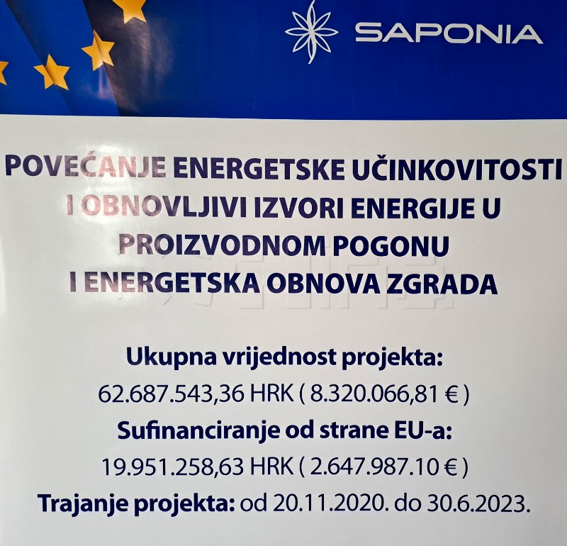 "Saponia" završila projekt energetske učinkovitosti i energetske obnove