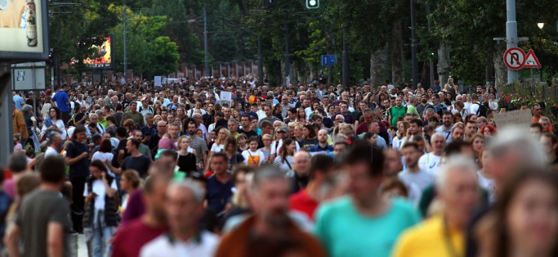 Protest "Serbia against violence" held outside pro-government TV Pink