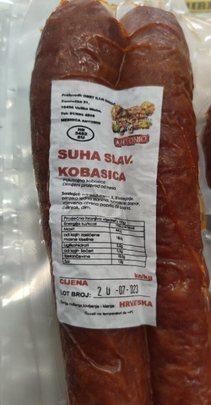 Opoziv Suhe slavonske kobasice,  zbog bakterije Listeria 