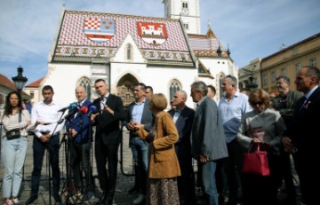 Konferencija za medije Domovinskog pokreta na Markovom trgu