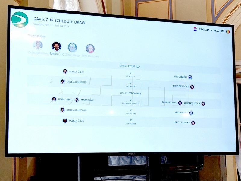 Službeni ždrijeb za Davis Cup dvoboj tenisača Hrvatske i Belgije
