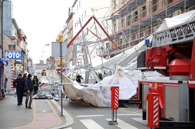 Pala skela u Petrinjskoj ulici 30, u centru Zagreba