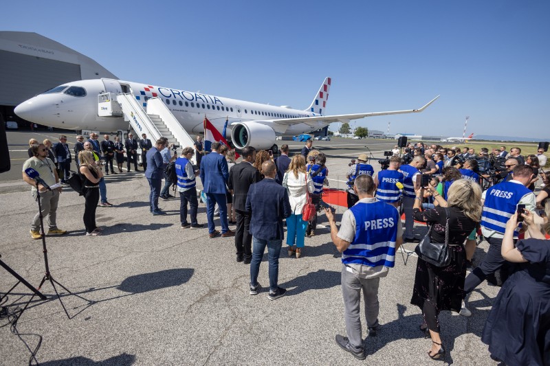 Doček novog zrakoplova Airbus A220 u zagrebačkoj zračnoj luci