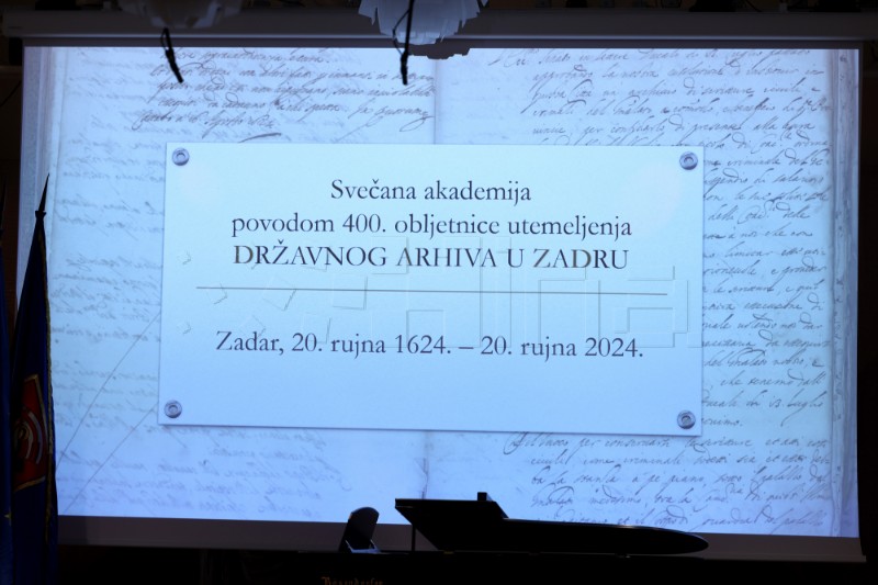 Svečana akademija u povodu 400. obljetnice Državnog arhiva u Zadru