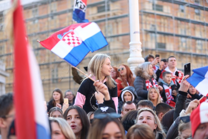 Doček hrvatske rukometne reprezentacije na Trgu bana Jelačića