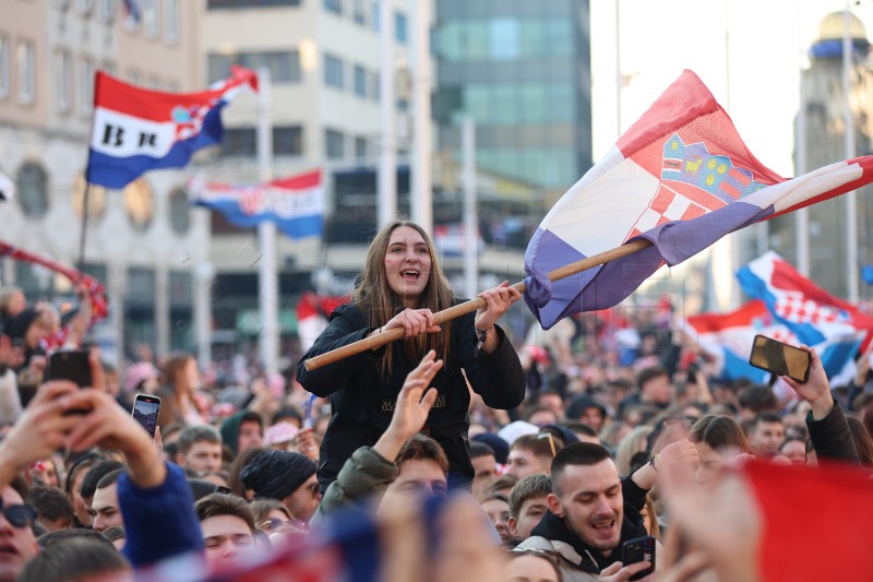 Doček hrvatske rukometne reprezentacije na Trgu bana Jelačića