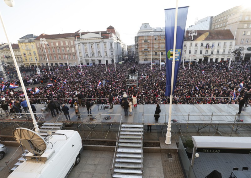 Doček hrvatske rukometne reprezentacije na Trgu bana Jelačića