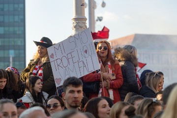 Doček hrvatske rukometne reprezentacije na Trgu bana Jelačića