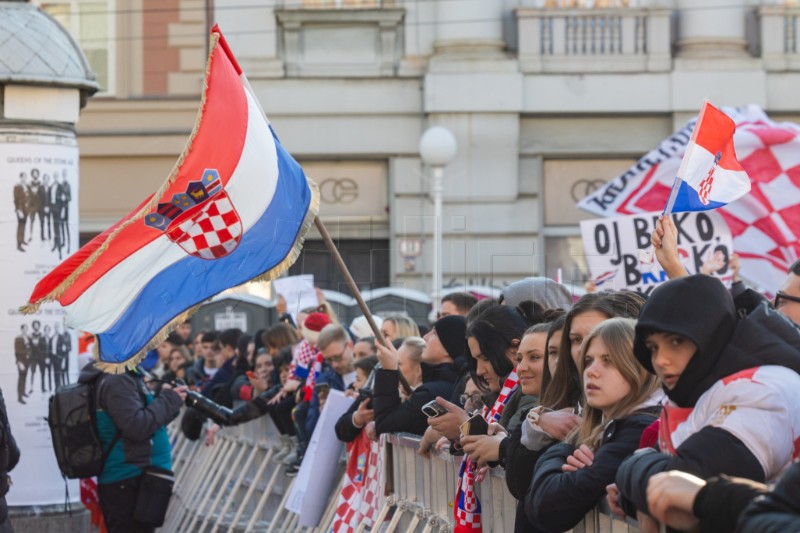 Doček hrvatske rukometne reprezentacije na Trgu bana Jelačića