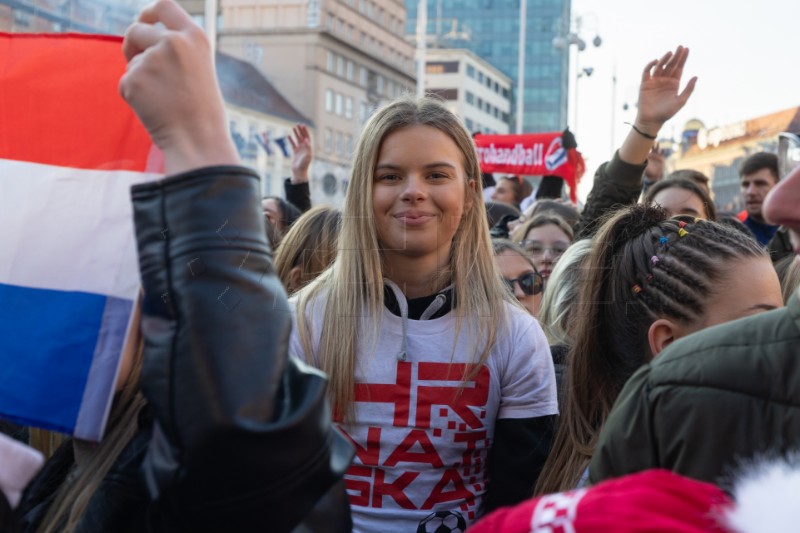 Doček hrvatske rukometne reprezentacije na Trgu bana Jelačića