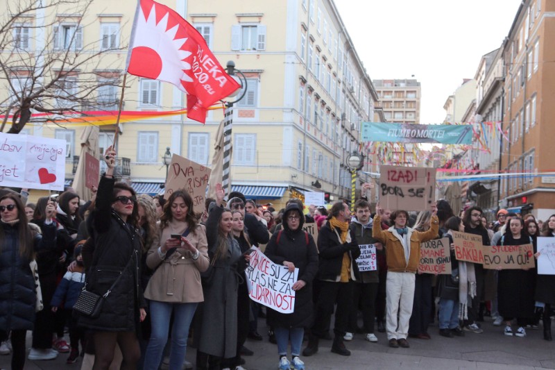 Rijeka: Mirni skup podrške studentima iz Srbije