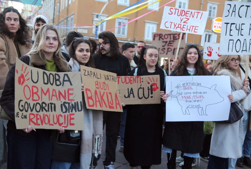 Rijeka: Mirni skup podrške studentima iz Srbije