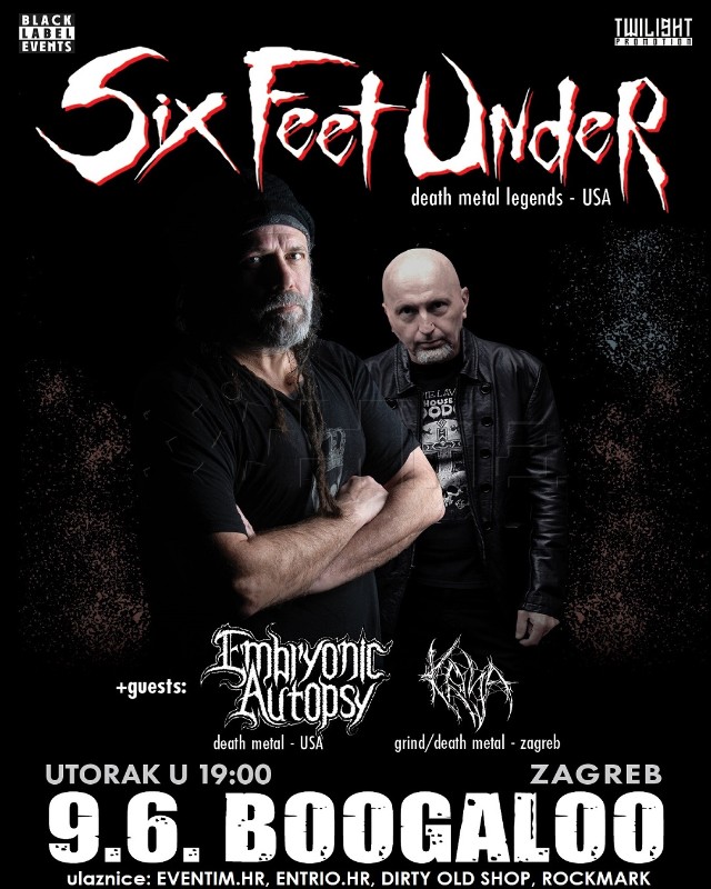 Death metal legende Six Feet Under dolaze 9. lipnja u Boogaloo klub