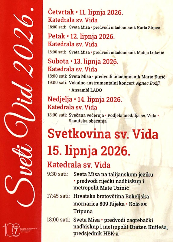 Rijeka: Najavljen program obiljžavanja Dana sv. Vida
