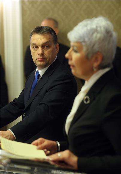 Jadranka Kosor i Viktor Orban održali zajedničku tiskovnu konferenciju nakon sastanka                                                                                                                                                           