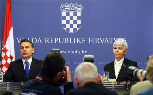 Jadranka Kosor i Viktor Orban održali zajedničku tiskovnu konferenciju nakon sastanka                                                                                                                                                           