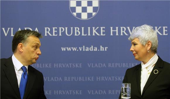 Jadranka Kosor i Viktor Orban održali zajedničku tiskovnu konferenciju nakon sastanka                                                                                                                                                           