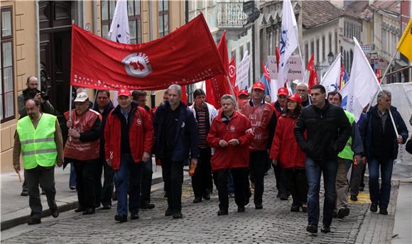 Prosvjed SSSH i Nezavisnih hrvatskih sindikata                                                                                                                                                                                                  