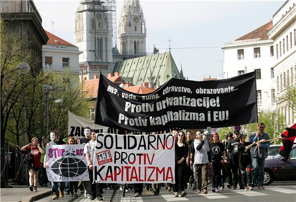 Prosvjedni skup povodom Europskog dana akcije protiv kapitalizma                                                                                                                                                                                