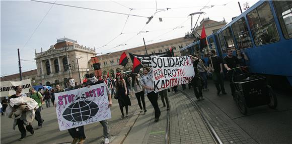 Prosvjedni skup povodom Europskog dana akcije protiv kapitalizma                                                                                                                                                                                