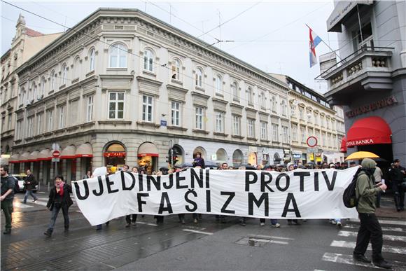 Okupljanje desničara i antifašista na zagrebačkom glavnom trgu                                                                                                                                                                                  