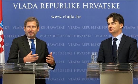 Johannes Hahn i ministar regionalnog razvoja i fondova Europske unije Branko Grčić održali zajedničku konferenciju za medije                                                                                                                    