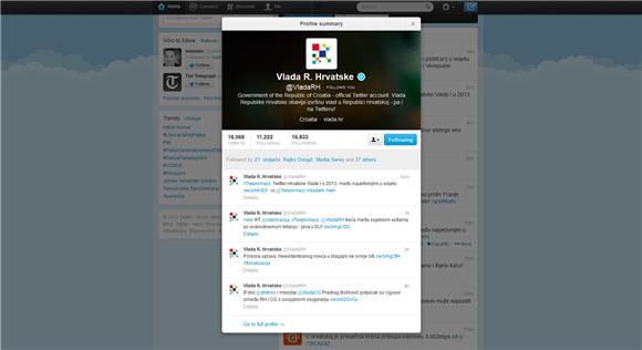 Twitter hrvatske Vlade i u 2013. među najaktivnijim u svijetu                                                                                                                                                                                   
