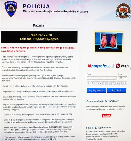 Policija upozorava na pojavu novog virusa s logotipom MUP-a                                                                                                                                                                                     